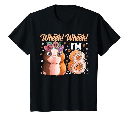 Niños Guinea Pig 8 Años Cavy 8th Birthday Niño Niña Camiseta