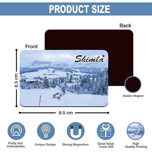 Image of Elegant Fridge Magnet with Themes |Rectangular Size Refrigerator Magnet with Magnetic Rubber Back | Pack of 1, 8.6cm X 5.4cm (Shimla - Design 1)