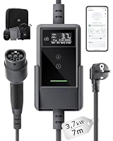 dé Typ 2 Ladekabel Schuko mit APP 3,7kW [7m, 6-16A, 1-phasig] Ladekabel Typ 2 Schuko mit Fernsteuerbarer Leistung - EV Charger 3,7kW für e Auto ID.3/4/5/7, Model Y/3, ENYAQ und Anderen PHEV/EV