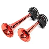 Material: Metal Plástico. LALABIT Cuernos de Trompeta de Coche 150dB 12V 2-Trompeta de Aire del Coche Cuerno Chrome 50 HZ con Compresor Auto del Carro del camión Tren de Barco (Color : Rojo, tamaño : Un tamaño)