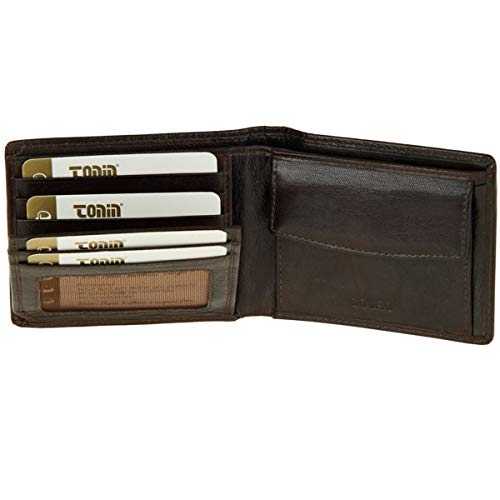 Tonin, 202114302, Carteira de Bolso em Pelica Masculina Compacta, cor Marrom, Couro