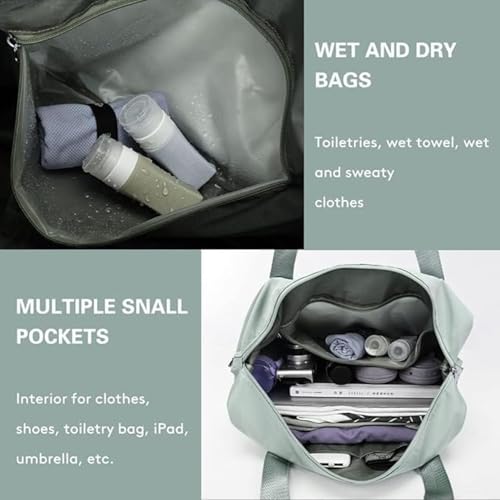 Image of Nylon 41 Liter Expandable Travel Bag for Women, Stylish Duffle Bag for Travelling, Waterproof Luggage Hand Bag (Light Green)
