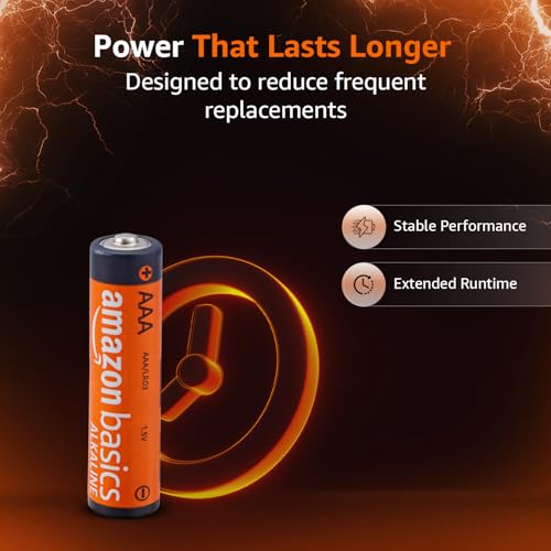 Image of Amazon Basics AAA Alkaline Batteries (Pack of 2), 1.5V, Long Lasting, Leak-Proof, AAA Batteries for Remote Controls, Toys, Clocks, Flashlights & Household Devices