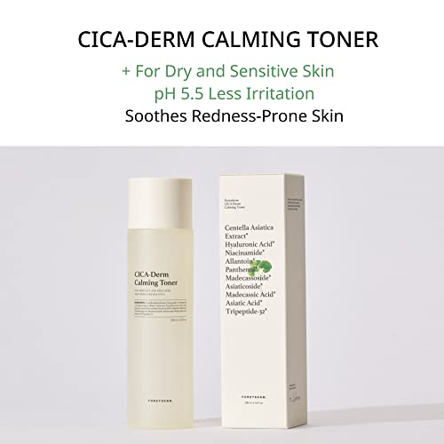 Foretderm Calming Toner 6.76 Fl.oz. Korean Derma Toner For Sensitive Facial Skin And Dry Redness-Prone Skin, Soothing Toner, Vegan, Alcohol-Free, Unscented #TOP1