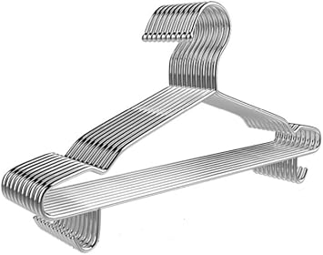 Koja Stainless Steel Clothes Hangers 10-Pack - Heavy Duty Non-Slip, 16.5"