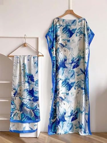 Women's Floral & Butterfly & Peacock Print Cape Shawl & Scarf Set, Colorful Wrap Scarves for Evening Dress3