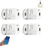 HOISGEAR 4 pezzi interruttore della luce intelligente modulo 10 A, interruttore Wi-Fi intelligente universale Smart Life Wi-Fi interruttore Smart WiFi modulo compatibile con Alexa Google Assistant