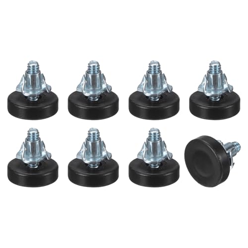Image of M METERXITY 8-Pack Furniture Feet, 1 /4 inch Thread w /T-Nut Kit Adjustable Furniture Levelers, Adjustable Leveling Feet Supports 2640LBS for Tables /Cabinets /Large Base Supports [Black]