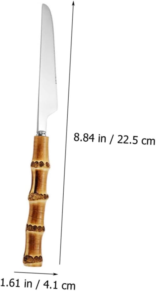 2sets Western Style Stainless Steel Cutlery Bamboo Handles Dinnerware for Tableware