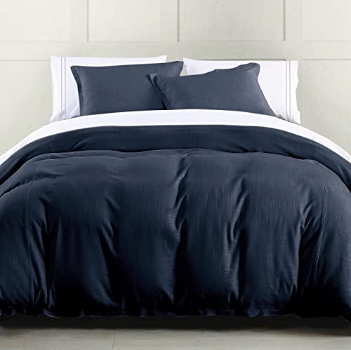 HiEnd Accents Hera Tailored Linen 3 Piece Queen Navy Comforter Set