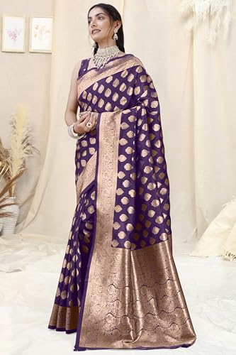 Image of MIRCHI FASHION Women Saree | Banarasi Silk Woven Design Daily Regular Use Sari with Blouse