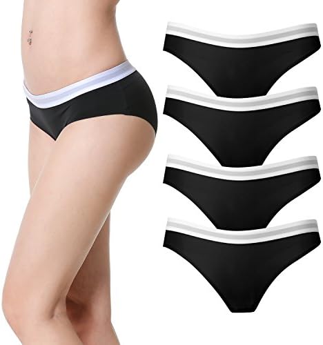 La Volupte 4 Pack Women’s Seamless Underwear Invisible Bikini Sporty Nylon Spandex Panties