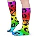 Fashion Extra Long Thigh Leg Warmers Stockings, Colorful Cheetah Leopard Animal Print Rainbow Knee High Winter Boot Socks