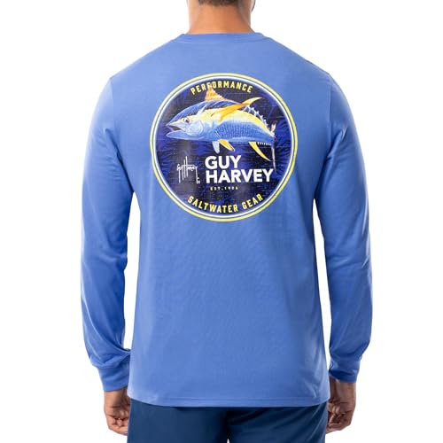 [ANICEMOON] chavo Harvey Offshore Fish Collection - playera de manga larga para hombre, Medallon azul azul/atun, M