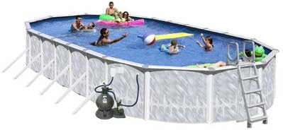 Oval 52" Deep Tango Above Ground Complete Deluxe Pool Package Size: 24' L x 12' W