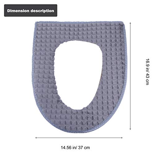 FARUTA 1 x Badezimmer-WC-Sitzpolster WC-Sitzkissen mit Reißverschluss-Wärmer, weicher WC-Sitzbezug, rund, länglich, waschbar und bequem Bezug-Pads (Farbe: grau) – Bild 4
