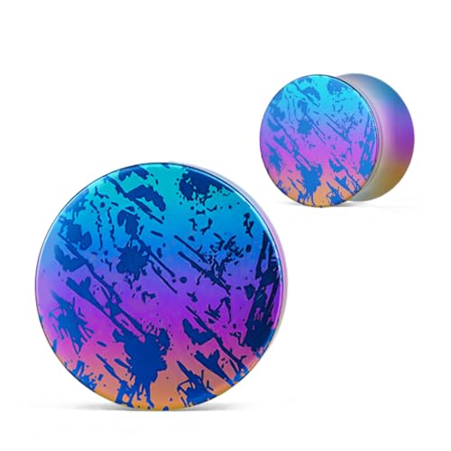 COOEAR Titanium Earrings Piercing Plugs, 1 Pair Ear Gauges Stretchered Expander, Cool Color Double Flared Body Jewelry 3/4".