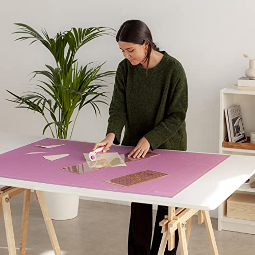 Elan A0 Cutting Mat Pink and Purple, 5-Ply Hobby Board for Crafts 120X90 CM, Extra Large Self Healing Cutting Mat A0, Extra Large Craft Board Pink