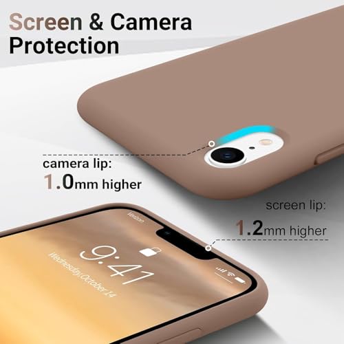 Image of VONZEE Liquid Silicone Case with Microfiber Coushioning Compatible for iPhone Xr Shockproof Slim Back Cover, Gel Rubber Full Body Protection - Brown