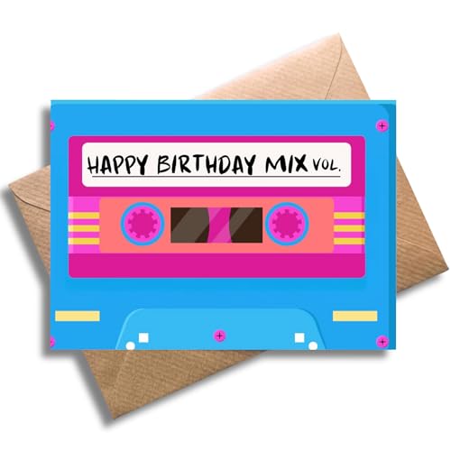 Gruß Karte mit Umschlag - Geburtstagskarte 80er 90 er Blaue Happy Birthday Mix Vol Tape Party Einladungskarte Vintage Retro Style Kasette Geschenkkarte Audiophil Nostalgie Musik Kindheit (DIN A6) Gruß Karte mit Umschlag - Geburtstagskarte 80er 90 er Blaue Happy Birthday Mix Vol Tape Party Einladungskarte Vintage Retro Style Kasette Geschenkkarte Audiophil Nostalgie Musik Kindheit (DIN A6)