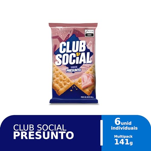 Biscoito Salgado Club Social regular presunto multipack 141g