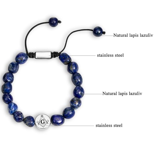 Pulsera Masonic para hombre con piedras naturales miniatura 5