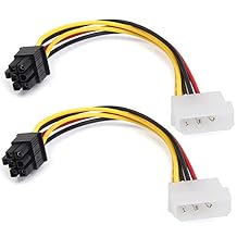 4 Pin Male Molex to 6 Pin Female PCI-Express PCIE Video Card Power Converter Adapter Cables Connector for Video Cards 2Pack/18cm