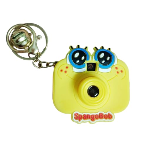 Image of Mini Projector Camera Toy with Bell, Plastic Multicolor Design, Light Projection Feature, Cartoon Keychain for Kids