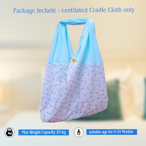 Image of Polycotton New Born Baby Ventilated Cradle Cloth /Jhula /Jhoola /Hanging Swing /Cradle Cloth (Blue)