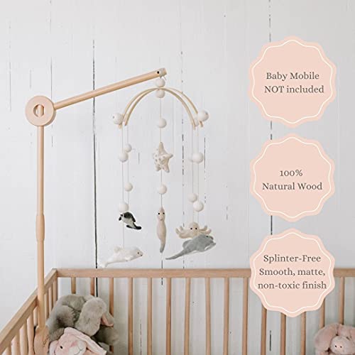 Sasa Wooden Crib Mobile Arm - Baby Mobile Holder For Crib (100% Beech Wood, 30 Inch) With Strong Hold Anti Slip Attachment Clamp For Sturdy Mobile Hanger #TOP1