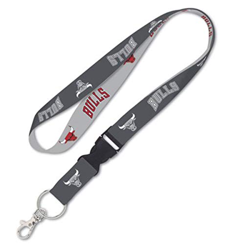 Lanyard Chicago Bulls WinCraft noir de 2,5 cm avec attache amovible pour clés