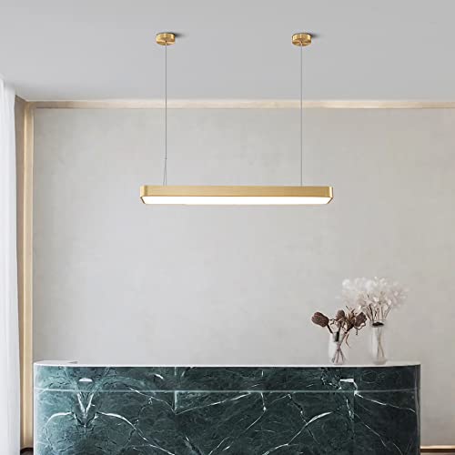 Lustre bar LED laiton suspension long format salon moderne design - 4
