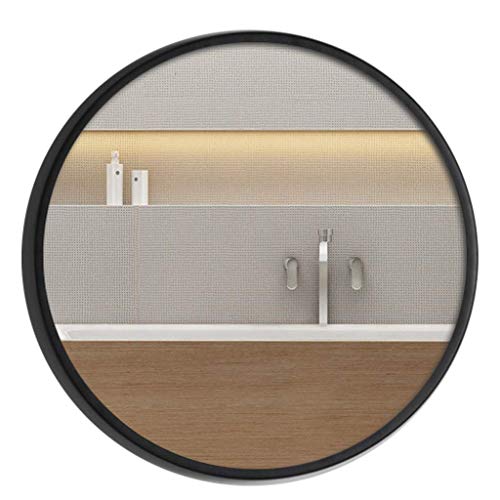 ZHTY Espejos Decorativos Redondos de Pared Espejos de baño de Vidrio, Marco Negro Vanidad Maquillaje Afeitado Vestidor Dormitorio Pasillo Salón Espejo