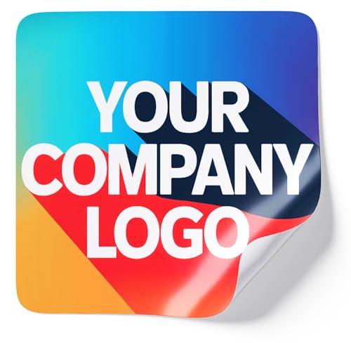 Hippowarehouse Personalised Stickers Square Upto 960 Logo or Text and Image Decal for Laptops Bottles Notebooks Your Company Custom Personalized Design School Charity Sticker