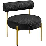 Yaheetech Modern Tufted Vanity Chair with Gold Legs for Bedroom Makeup Room Home Office, Black