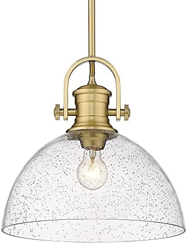 Golden 3118-L BCB-SD Transitional One Light Pendant from Hines BCB Collection in Gold, Champ, Gld Leaf Finish,