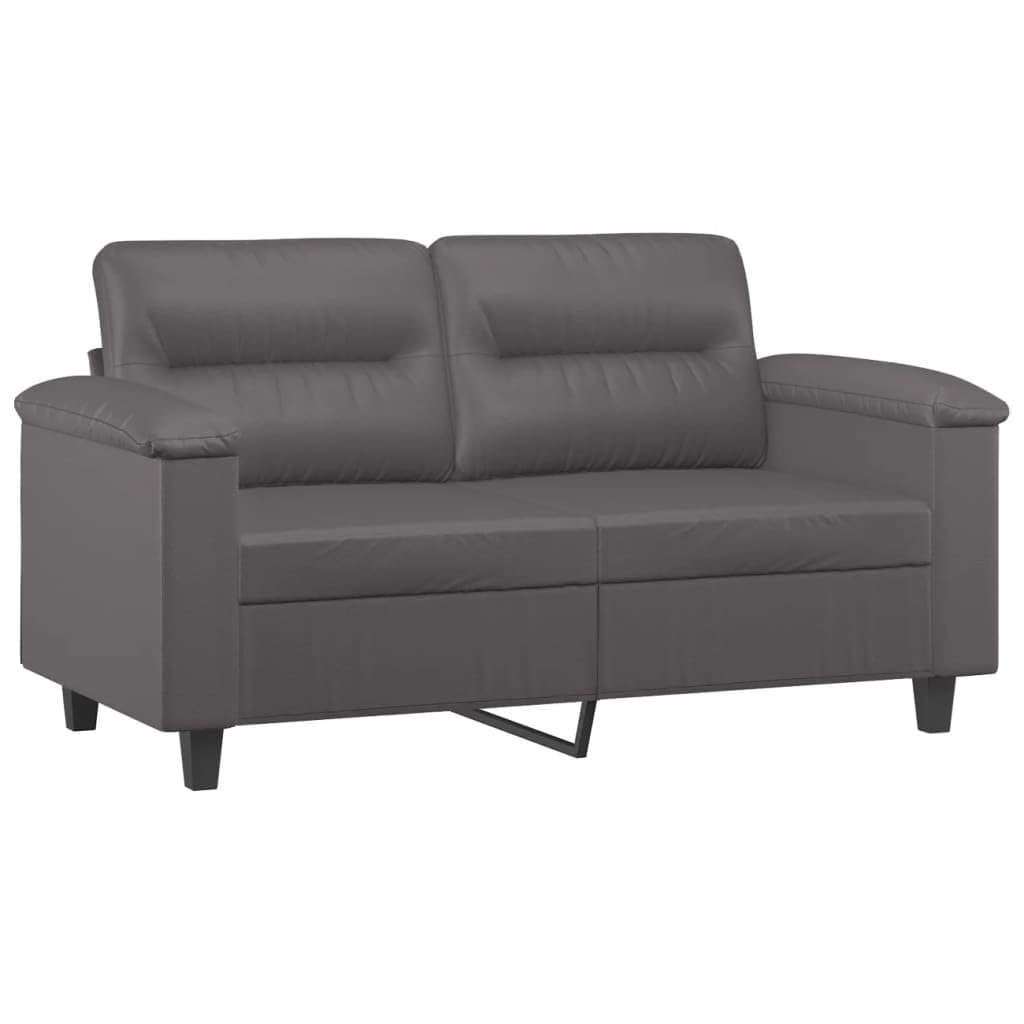 Sofá de 2 plazas de 150 x 77 x 80 cm moderno en piel sintética gris de salón