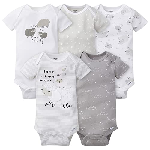 Image of Gerber Baby Girls 5-Pack Short Sleeve Variety Onesies Bodysuits