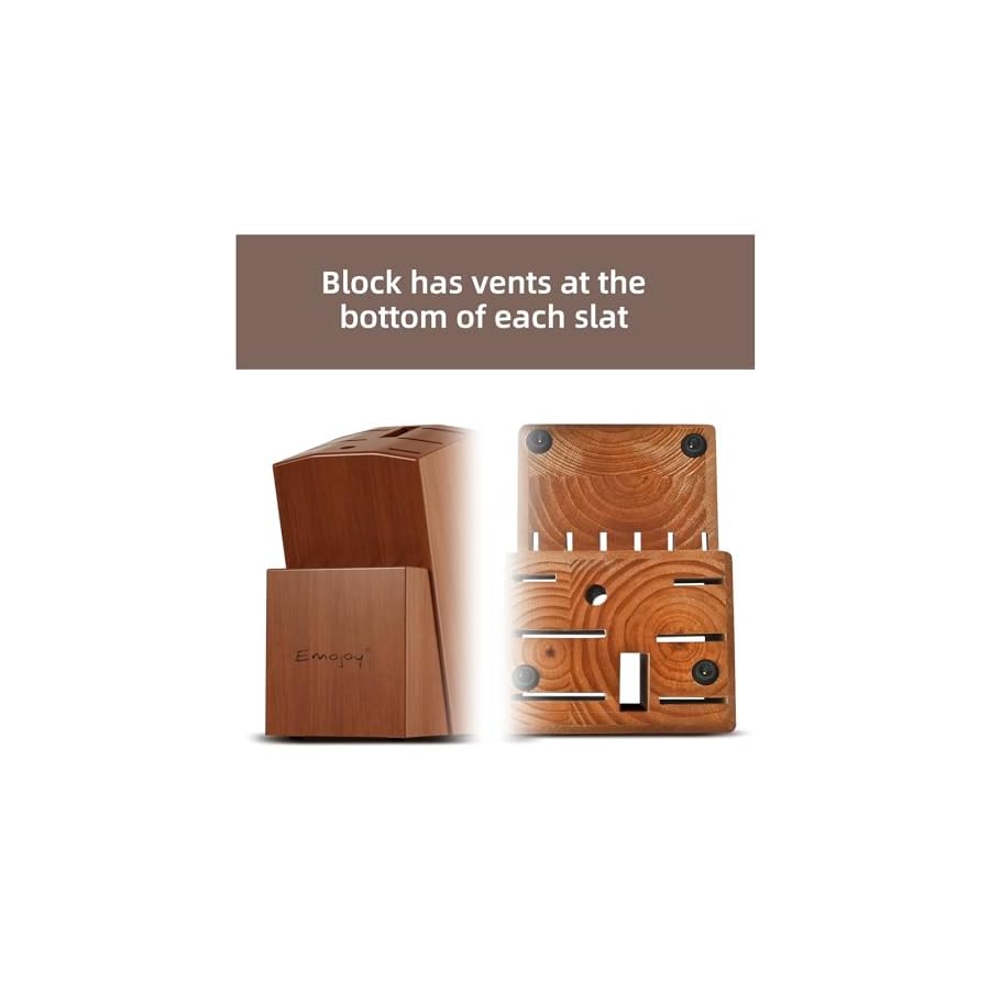 Emojoy-Knife-Set-15-Piece-Kitchen-Knife-Set-with-Block-Wooden-Kitchen-Knives-Sharpener-and-Scissors-German-Stainless-Steel-Brown Emojoy Knife Set, 15-Piece Kitchen Knife Set with Block Wooden, Kitchen Knives Sharpener and Scissors German Stainless Steel (Brown)
