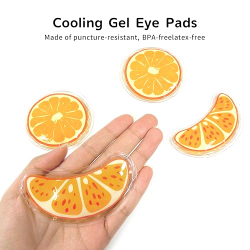 Image of 4PCS Gel Eye Ice Pack Set, Cold & Hot Compress, Reusable Cooling Gel Pads for Strain Relief, Relaxation, SPA and sleep(Oranges)