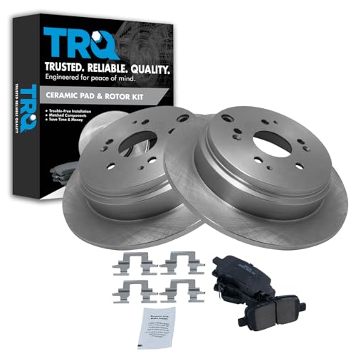 Image of TRQ Rear Brake Pad and Rotor Set Ceramic Solid Rotors | For 2002-2004 Honda Odyssey