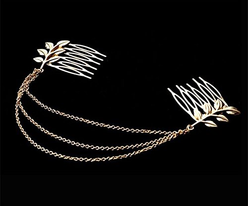Yueton 2Pcs Fashion Ladies Athena Olive Branch Tassel Leaf Clips Barrettes Bobby Pin Hair Clips Bride Headwear Edge Clip Clamps Cuff Boho Headbands #TOP5