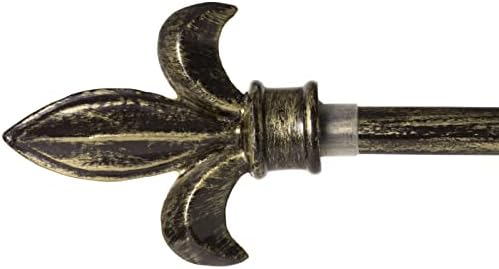 J. Thomas Tapestry Rod Set with Fleur De Lis Black Finials, Small 28 to 48 Inches, Telescoping 3/4 Inch Diameter Rod for Small Wall Hangings