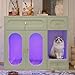 THINK 30 Cat Litter Box Enclosure with LED Light, Hidden Litter Box Furniture with Storage Drawers,Fit Most of Litter Box, Indoor Pet House with Acrylic Doors, End Table for Living Room, Green