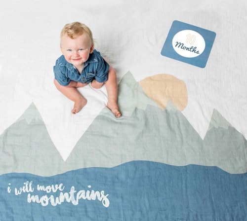 lulujo Baby First Year Milestone Blanket and Cards Set, I Will Move Mountains