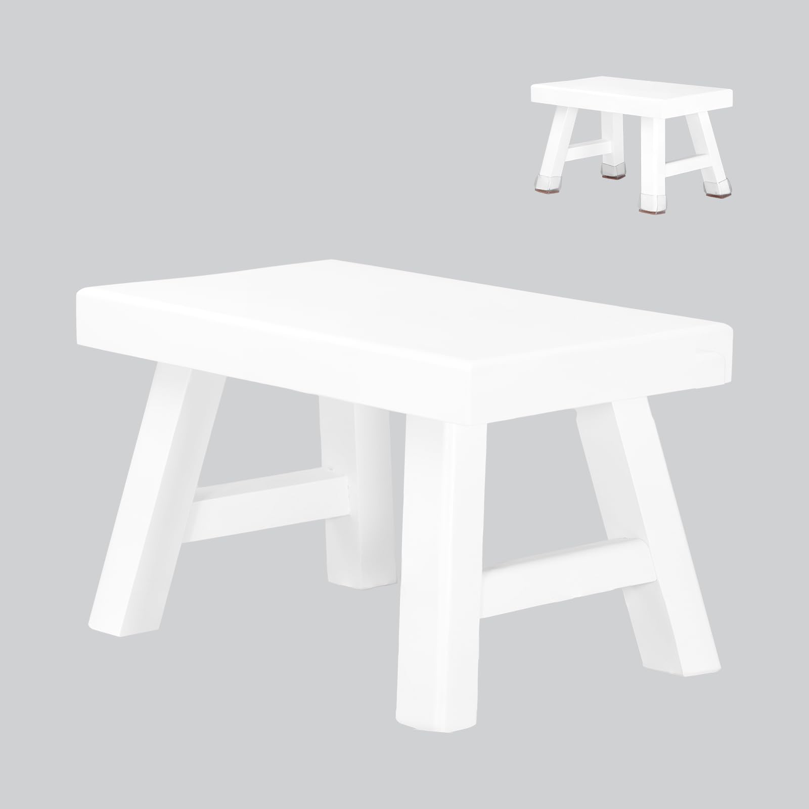 Wooden Step Stool For Adults 11.8" L X 7" W X 6.9" H Handcrafted Solid Wood Stool With Chamfered Edges Multi Usage Stool Wooden Step Stool With Anti Slip Caps Durable And Sturdy Red Sandalwood