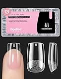 Beetles Gel Nail Tips Etch-X, Square Short, 576Pcs 12 Sizes, Pre-Shaped Half Matte Full Cover Soft Acrylic False Nail Tips Easy DIY Press On Nail Extension Manicure Salon Gift for Women
