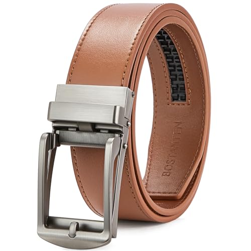 BOSTANTEN Mens Belt Leather Ratchet Trim to Fit 1 3/8“ Gift Boxed