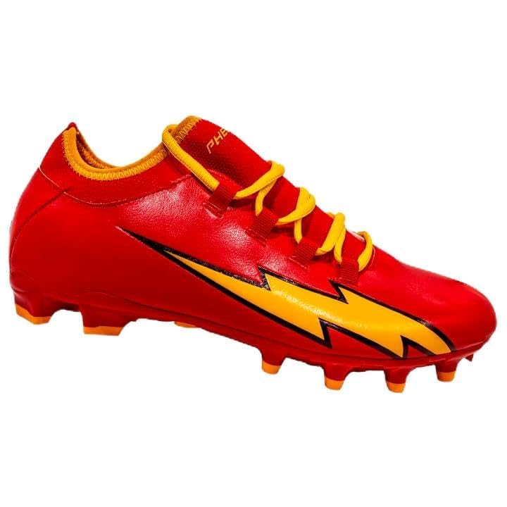 Phenom Elite The Flash Youth Football Cleats - Velocity 2.0 (Red, US Footwear Size System, Adult, Men, Numeric, Medium, 5.5)