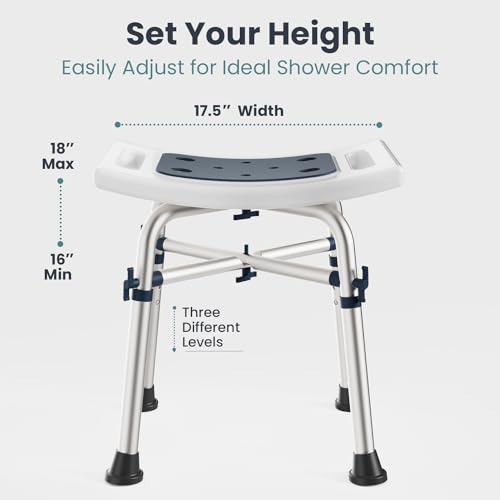 PELEGON Shower Chair for Inside Shower (350 lb) - Adjustable Height, Padded Seat, Shower Chair for Elderly and Disabled - Shower Chair for Adults, Tub Chairs for Bathtubs - Dark Blue - Thumbnail 2